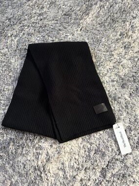 VINCE Black Ribbed 100% Cashmere Scarf